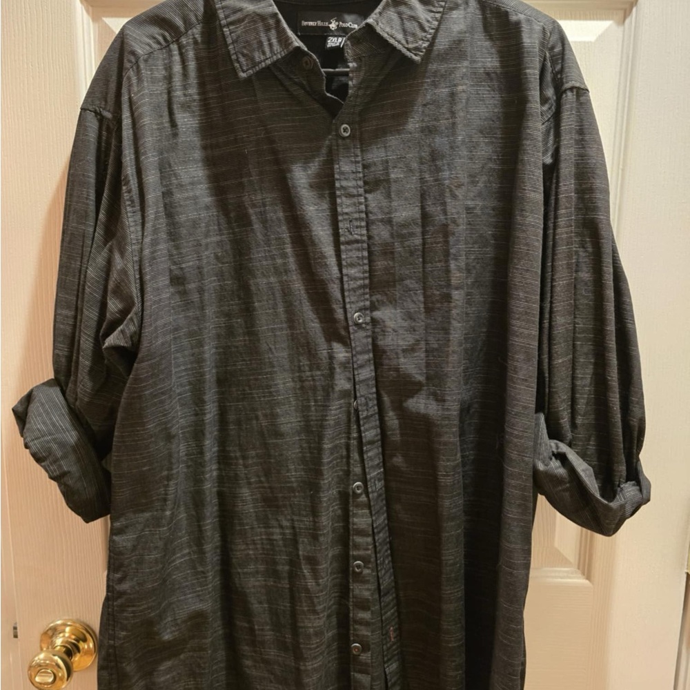 Perry Ellis Charcoal Casual Button-Down Shirt